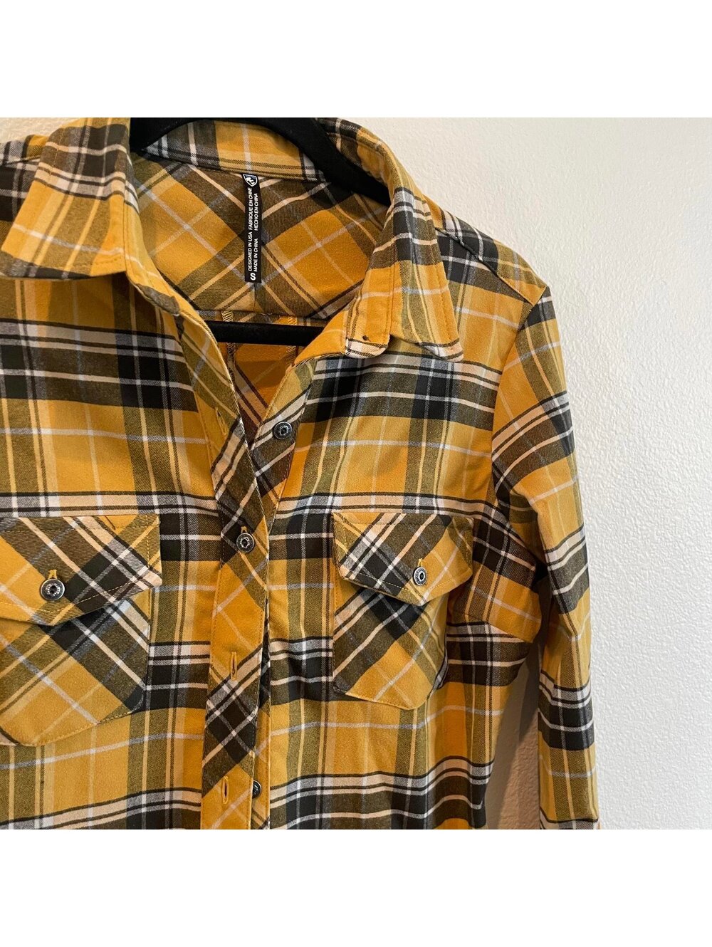 keen Stylish Plaid Long Sleeve Shirt - Yellow and Black - Picture 3 of 8
